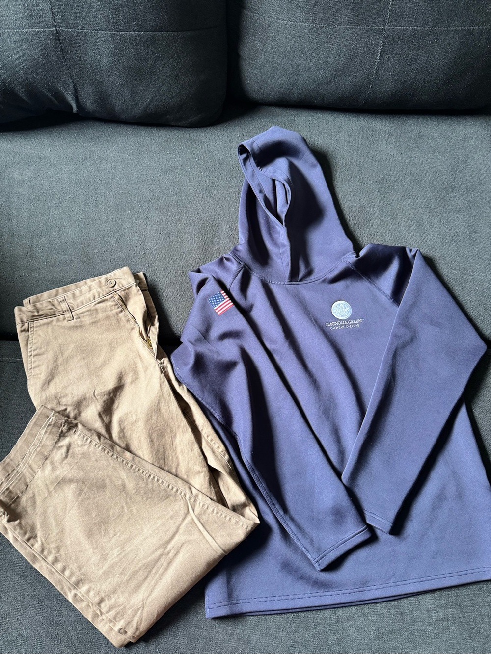 Mens Golf Apparel Performance Shirt and Khaki Pants